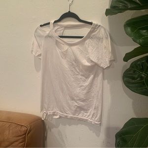 White CHASER S cutout distressed burnout semi sheer T-shirt Brailyn